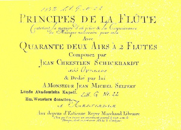 Principes de la Flûte – Johann Christian Schickhardt