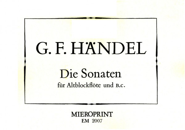 Alle Sonaten für Blockflöte – Georg Friedrich Händel